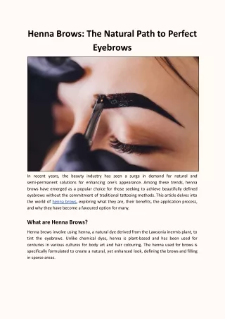 Henna Brows: The Natural Path to Perfect Eyebrows