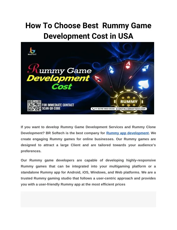 how to choose best rummy game development cost