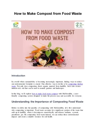 How to Make Compost from Food Waste - MyGreenBin