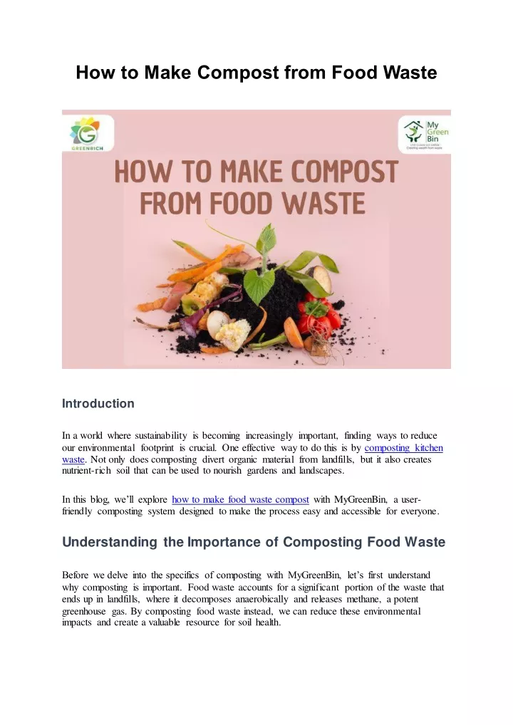 how to make compost from food waste