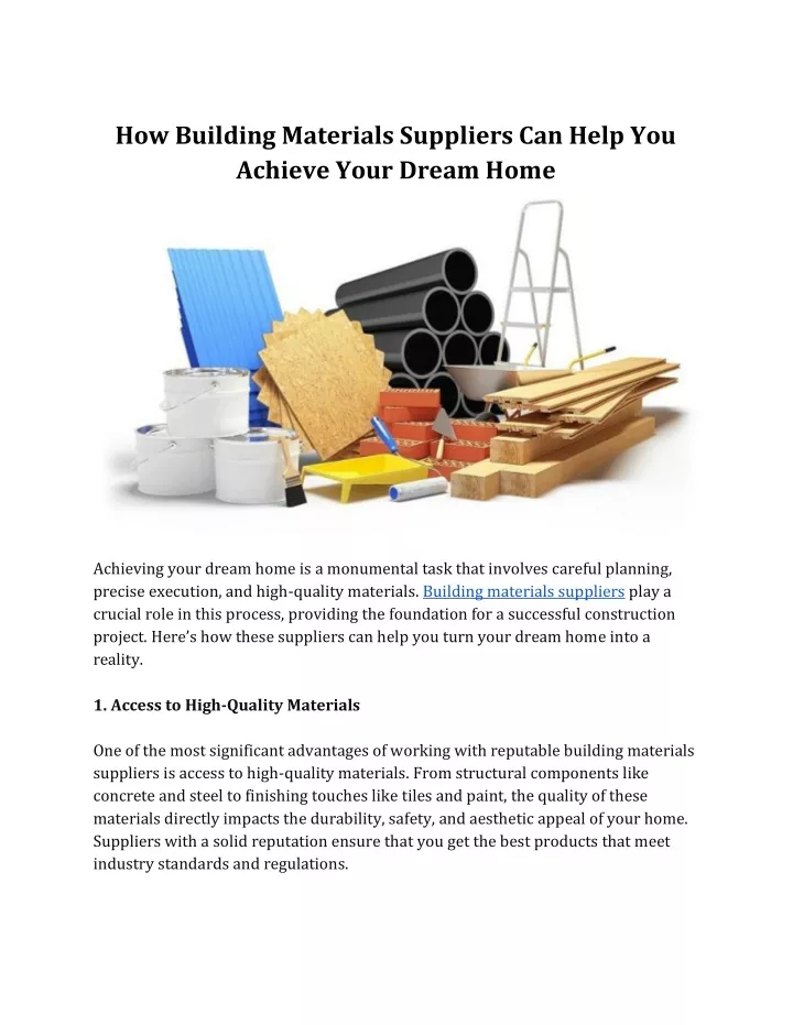 how building materials suppliers can help