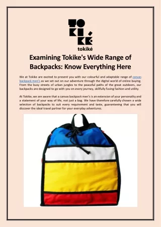 Examining Tokike's Wide Range of Backpacks: Know Everything Here