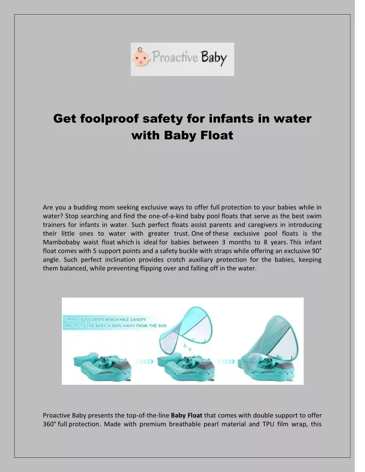 get foolproof safety for infants in water with