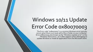 Error Code 0x80070003