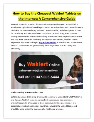 How to Buy the Cheapest Waklert Tablets on the Internet A Comprehensive Guide