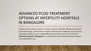 Advanced PCOD Treatment Options at Infertility Hospitals in