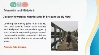 Discover Rewarding Nannies Jobs in Brisbane Apply Now!