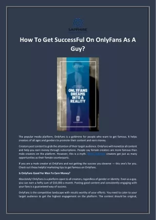 How To Get SuccessFul On OnlyFans As A Guy?