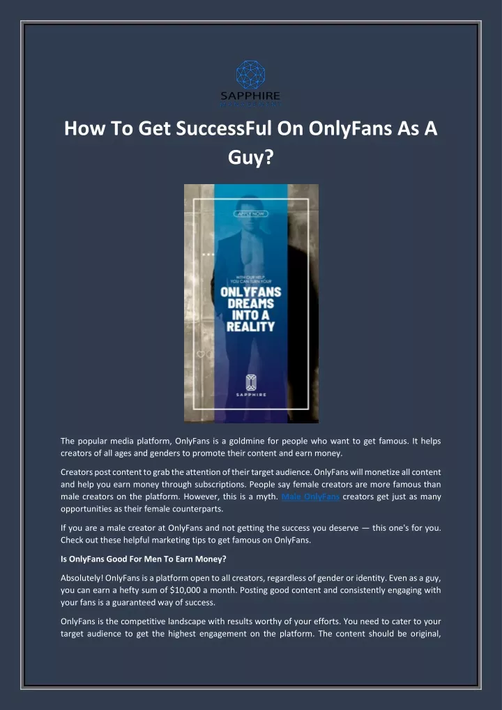 how to get successful on onlyfans as a guy