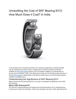 Unravelling the Cost of SKF Bearing 6312_ How Much Does it Cost_ in India