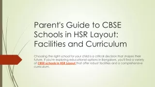 Parent's Guide to CBSE Schools in HSR Layout