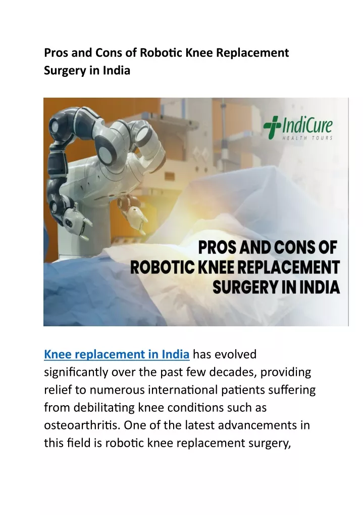 pros and cons of robotic knee replacement surgery