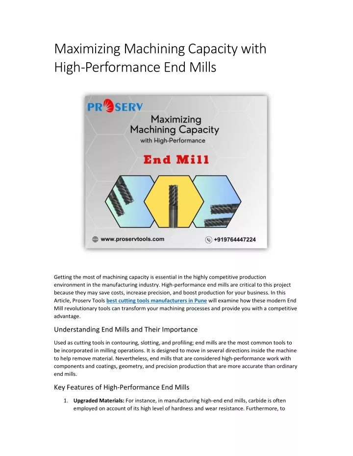 maximizing machining capacity with high