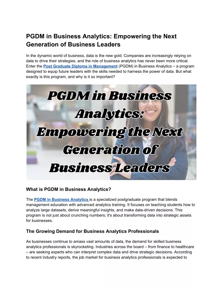 pgdm in business analytics empowering the next