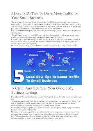 5 Local SEO Tips To Drive More Traffic To Your Small Business