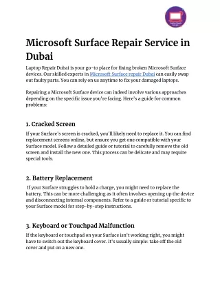 Microsoft Surface Repair Service in Dubai