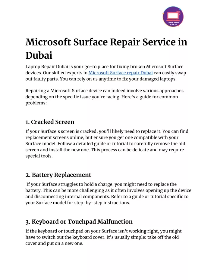 microsoft surface repair service in dubai