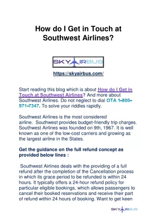 How do I Get in Touch at Southwest Airlines