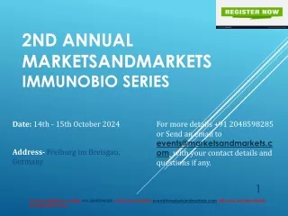 Upcoming Event on ImmunoBio Series | 14th - 15th October 2024