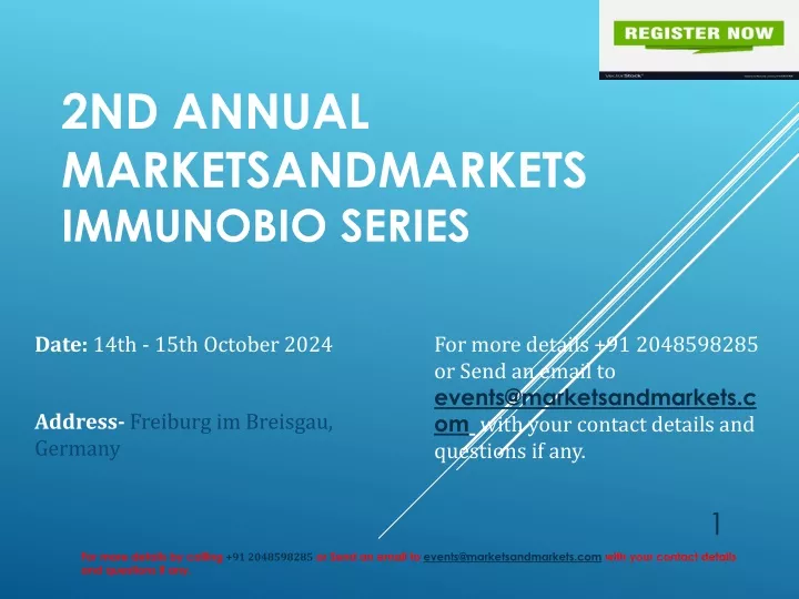 2nd annual marketsandmarkets immunobio series