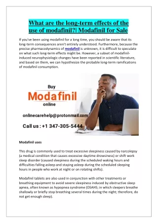 What are the long-term effects of the use of modafinil? | Modafinil for Sale