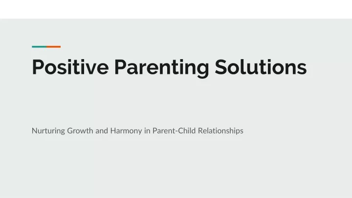 positive parenting solutions