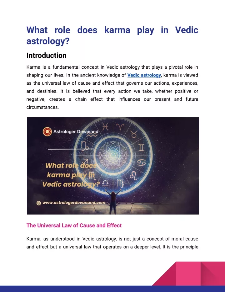 what role does karma play in vedic astrology