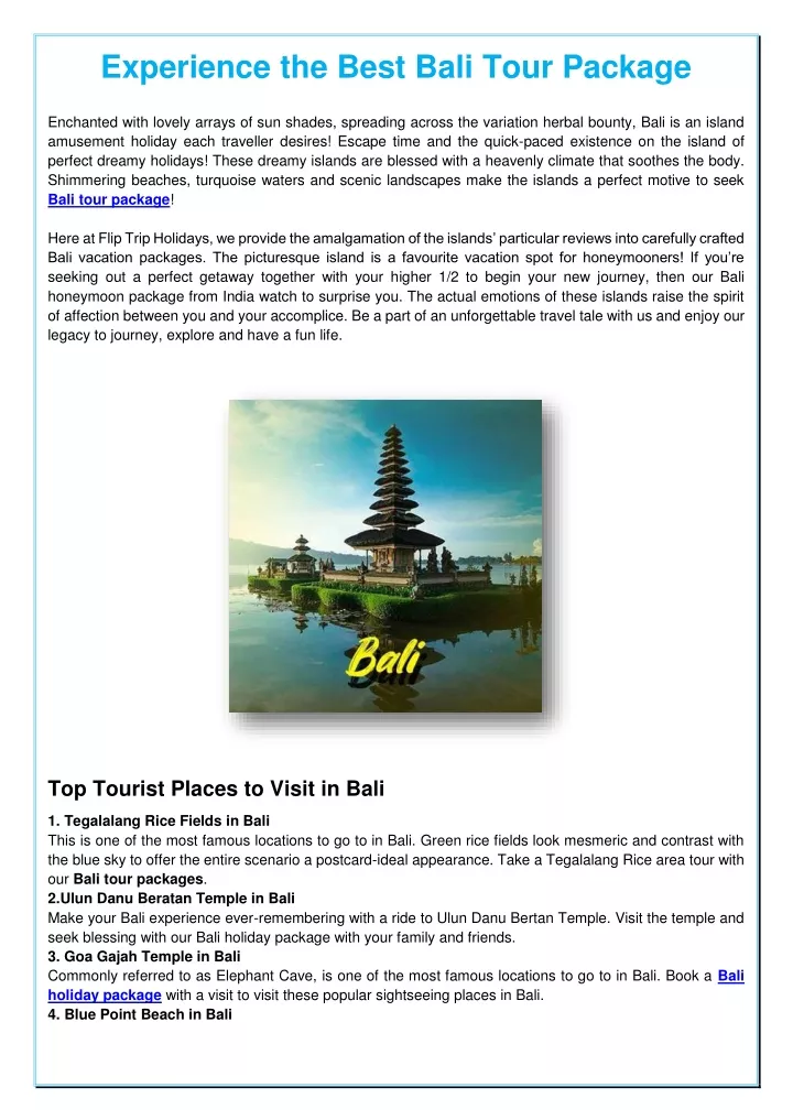 experience the best bali tour package