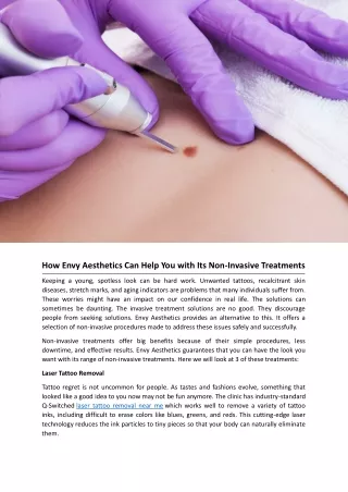 How Envy Aesthetics Can Help You with Its Non-Invasive Treatments