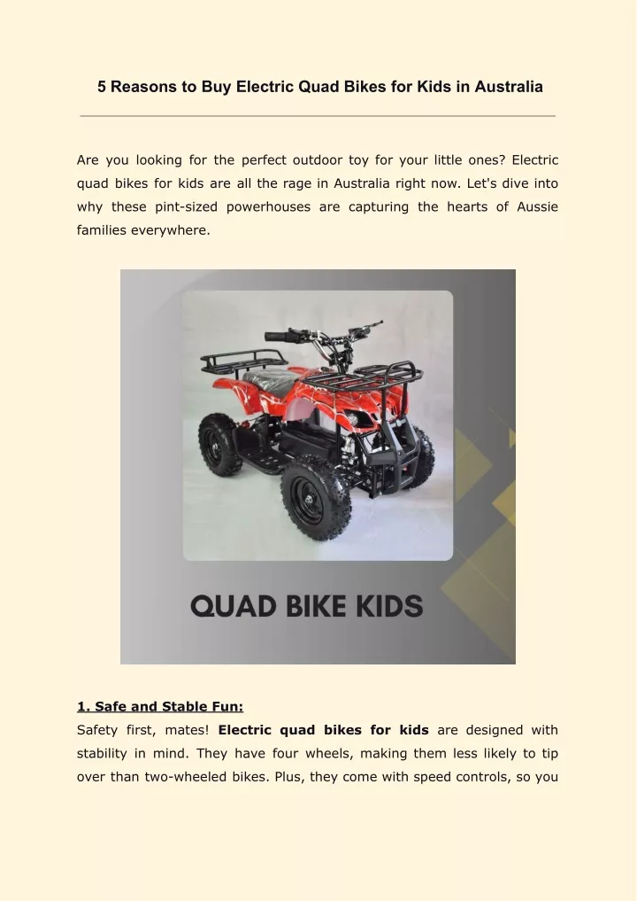 5 reasons to buy electric quad bikes for kids