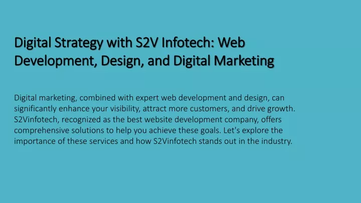 digital strategy with s2v infotech