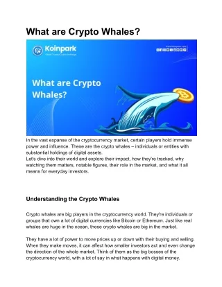 What are Crypto Whales