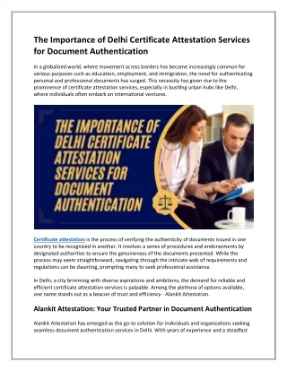 the importance of delhi certificate attestation