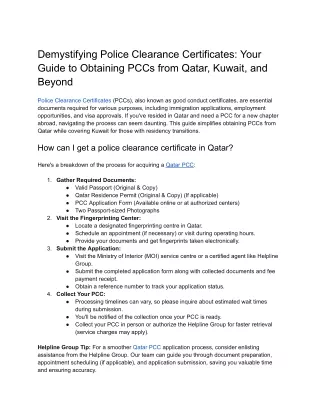 Demystifying Police Clearance Certificates_ Your Guide to Obtaining PCCs from Qatar, Kuwait, and Beyond