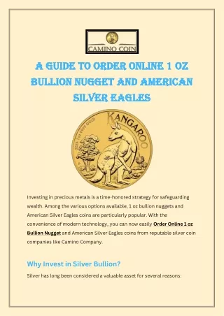 A Guide to Order Online 1 oz Bullion Nugget and American Silver Eagles