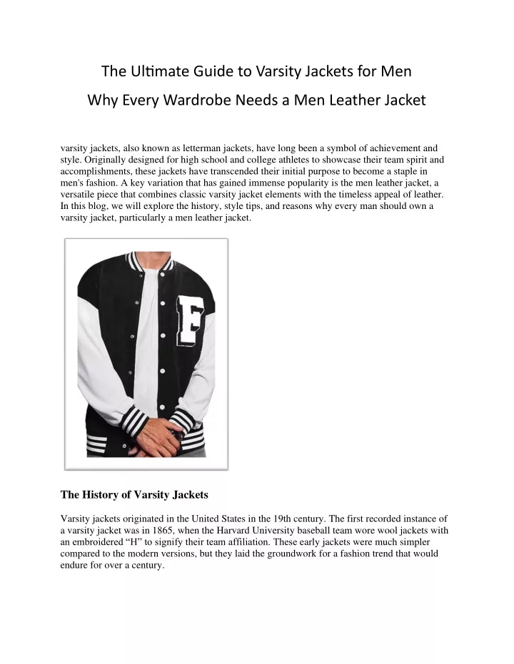 the ultimate guide to varsity jackets for men