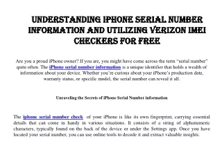 Understanding iPhone Serial Number Information and Utilizing Verizon IMEI Checkers for Free