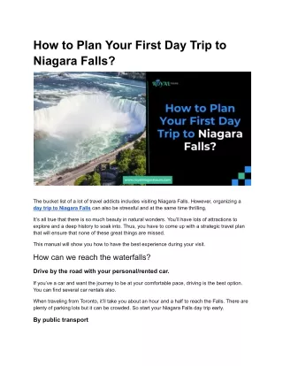 How to Plan Your First Day Trip to Niagara Falls?