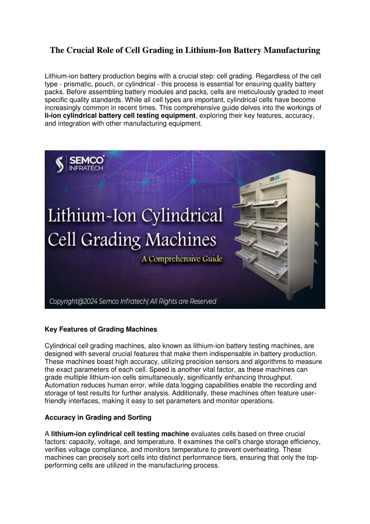 the crucial role of cell grading in lithium