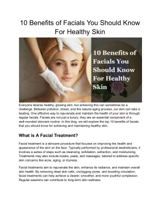 10 Benefits of Facials You Should Know For Healthy Skin