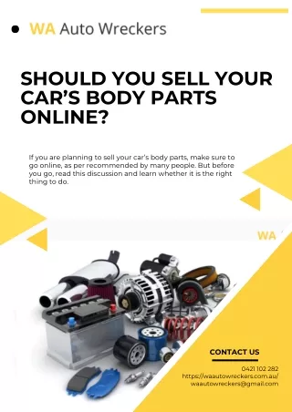 Should You Sell Your Car’s Body Parts Online?