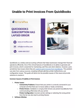 unable to print invoices from quickbooks