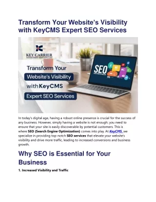 Transform Your Website’s Visibility with KeyCMS Expert SEO Services