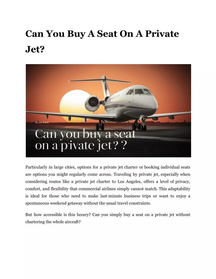 can you buy a seat on a private