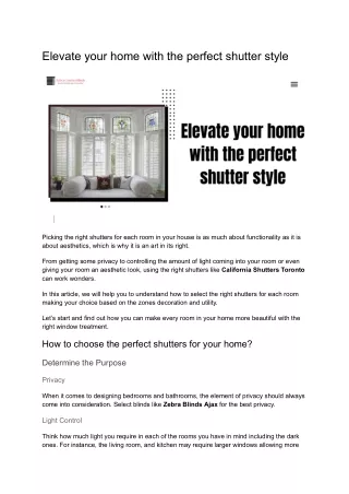 Elevate your home with the perfect shutter style