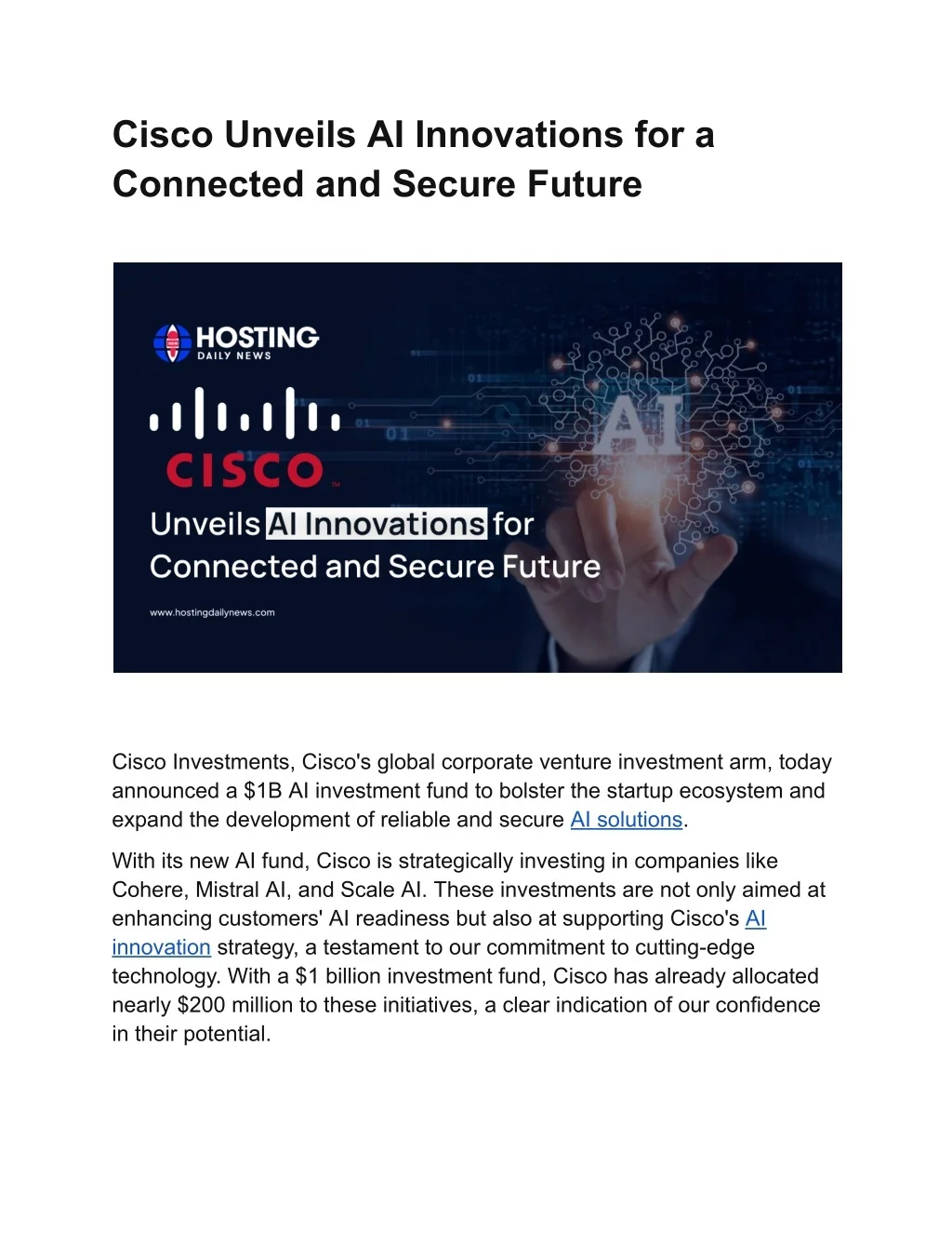 PPT - Cisco reveals AI innovations for a connected, secure future ...