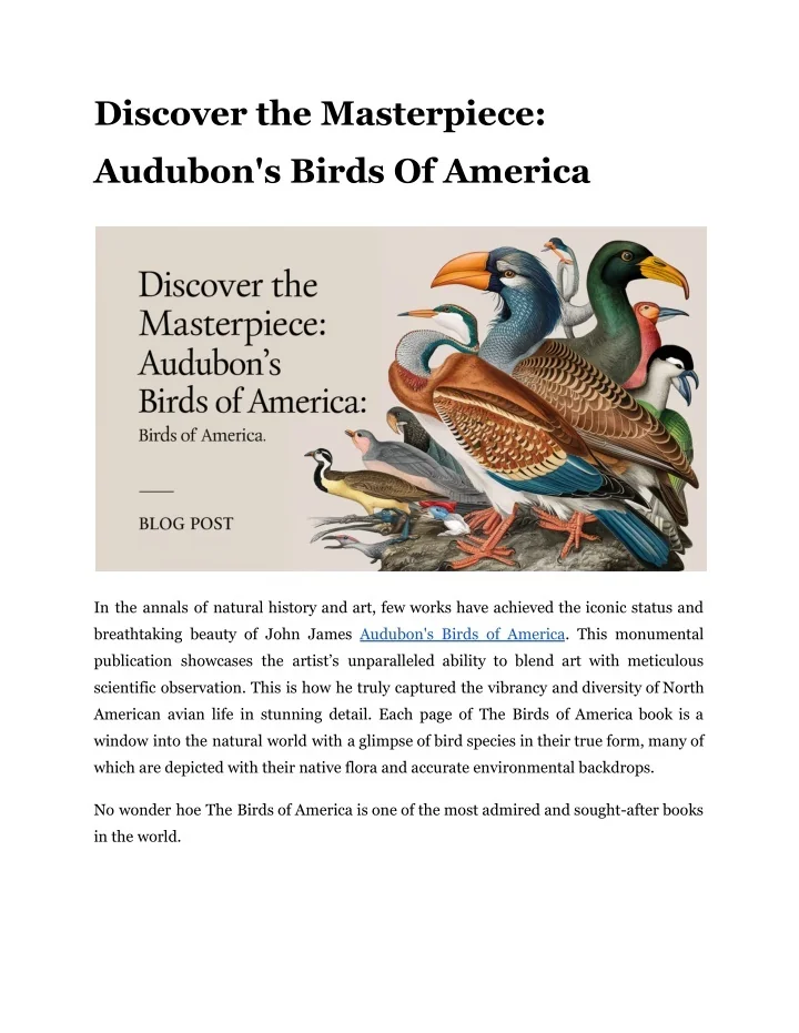 PPT - Discover the Masterpiece: Audubon's Birds Of America PowerPoint ...