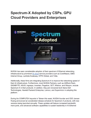 Spectrum-X Adopted by CSPs, GPU Cloud Providers, and Enterprises