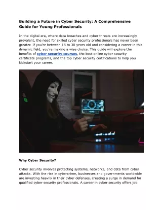 Building a Future in Cyber Security_ A Comprehensive Guide for Young Professionals