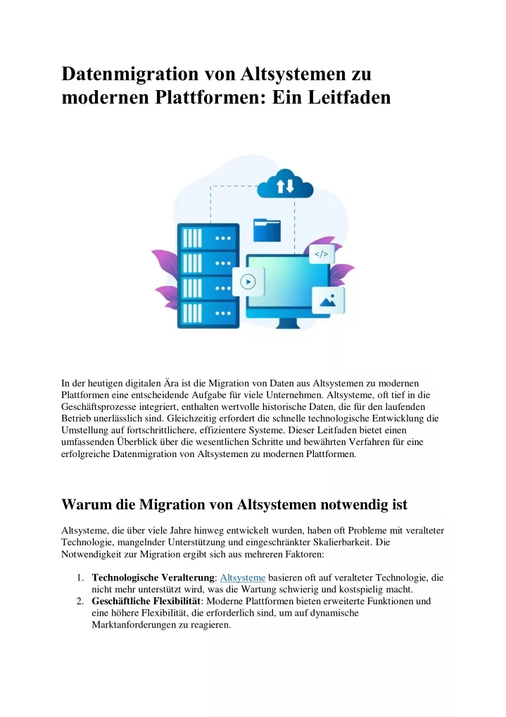 datenmigration von altsystemen zu modernen